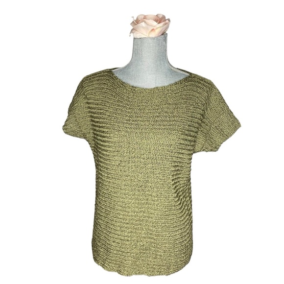 Lauren Ralph Lauren Darbye Tape Crochet Sweater Womens Small Green Textured Knit - Picture 2 of 14